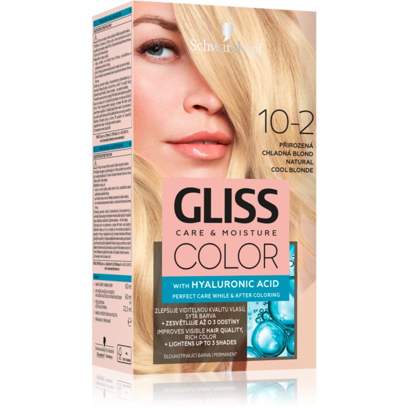 Schwarzkopf Gliss Color tartós hajfesték árnyalat 10-2 Natural Cool Blonde 1 db-Eredeti
