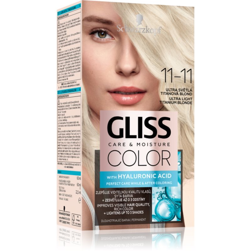 Schwarzkopf Gliss Color tartós hajfesték árnyalat 11-11 Ultra Light Titanium Blonde 1 db-Ár