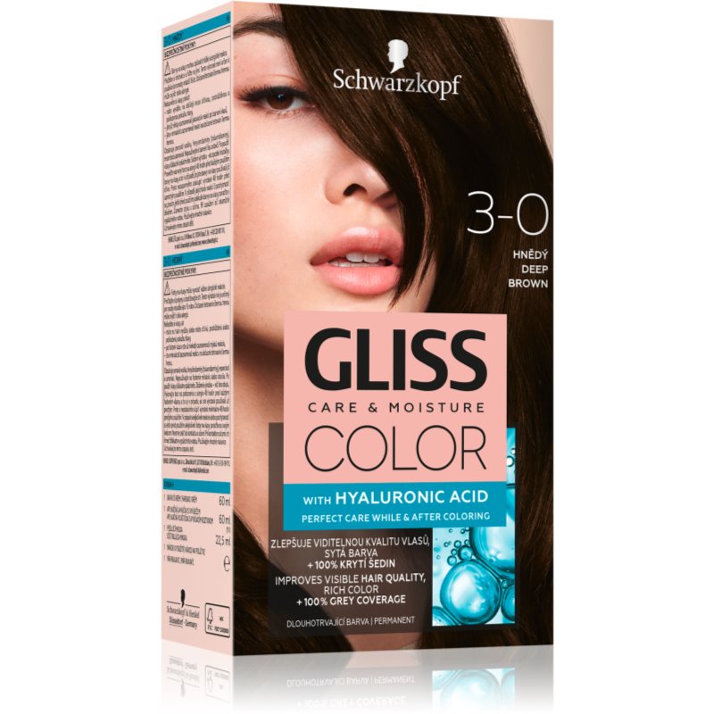 Schwarzkopf Gliss Color tartós hajfesték árnyalat 3-0 Deep Brown 1 db-Eredeti