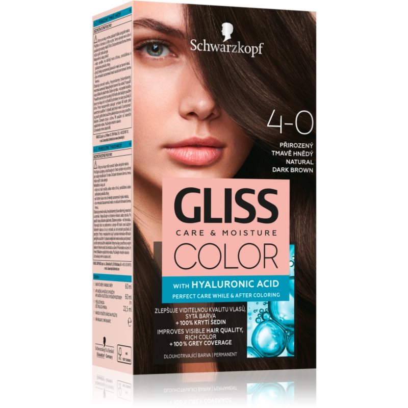 Schwarzkopf Gliss Color tartós hajfesték árnyalat 4-0 Natural Dark Brown 1 db-Eredeti