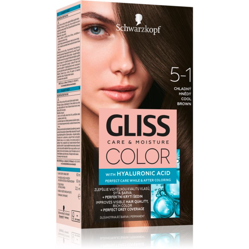 Schwarzkopf Gliss Color tartós hajfesték árnyalat 5-1 Cool Brown 1 db-Eredeti