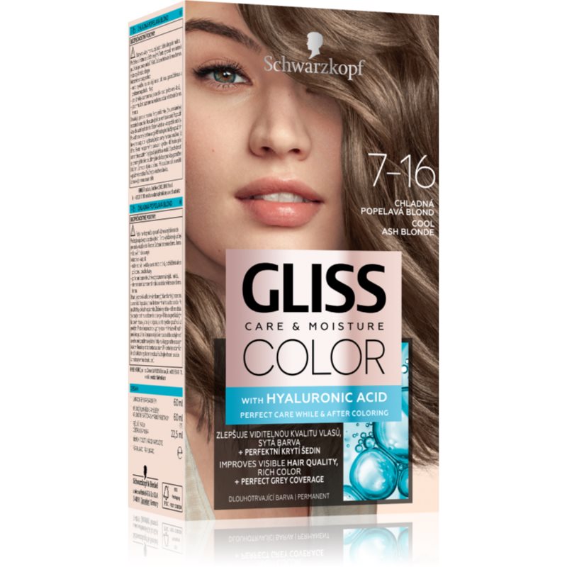 Schwarzkopf Gliss Color tartós hajfesték árnyalat 7-16 Cool Ash Blonde 1 db-Ár