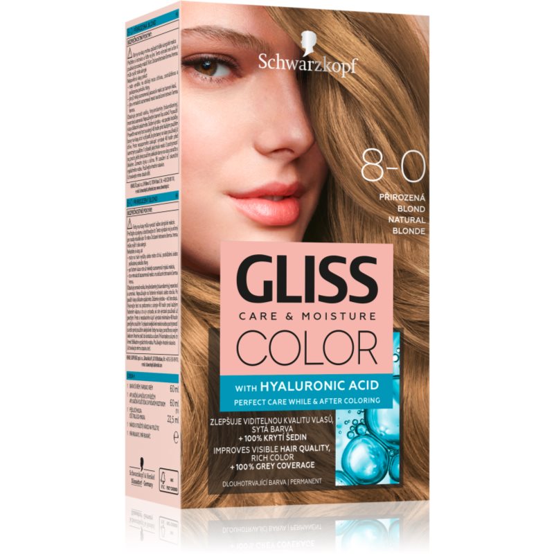 Schwarzkopf Gliss Color tartós hajfesték árnyalat 8-0 Natural Blonde 1 db-Eredeti