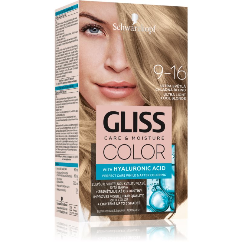 Schwarzkopf Gliss Color tartós hajfesték árnyalat 9-16 Ultra Light Cool Blonde 1 db