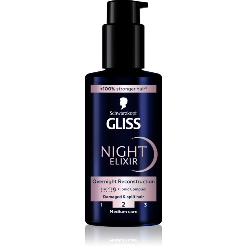 Schwarzkopf Gliss Night Elixir öblítést nem igénylő elixír a töredezett hajvégekre 100 ml-Ár