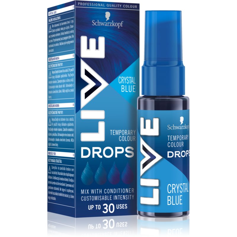 Schwarzkopf LIVE Drops lemosható színezőpasztilla árnyalat Crystal Blue 30 ml-Ár