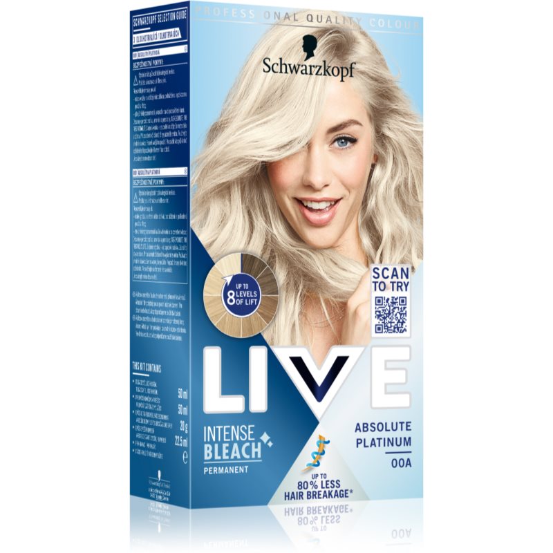 Schwarzkopf LIVE Intense Bleach festékeltávolító készítmény hajra 00A Absolute Platinum 1 db-Ár
