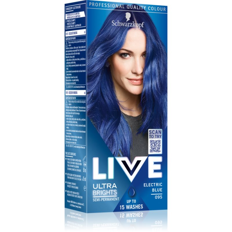 Schwarzkopf LIVE Ultra Brights or Pastel féltartós hajfesték árnyalat 095 Electric Blue 1 db-Ár
