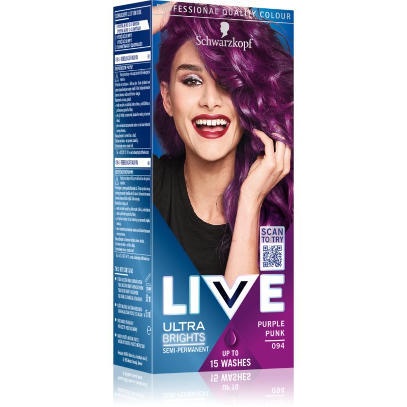 Schwarzkopf LIVE Ultra Brights or Pastel féltartós hajfesték árnyalat 94 Purple Punk 1 db-Ár