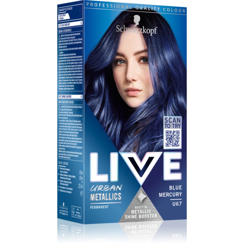 Schwarzkopf LIVE Urban Metallics tartós hajfesték árnyalat U67 Blue Mercury 1 db-Ár