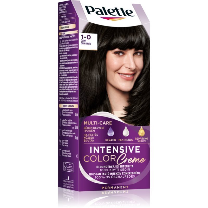 Schwarzkopf Palette Intensive Color Creme tartós hajfesték árnyalat 1-0 N1 Black 1 db-Eredeti