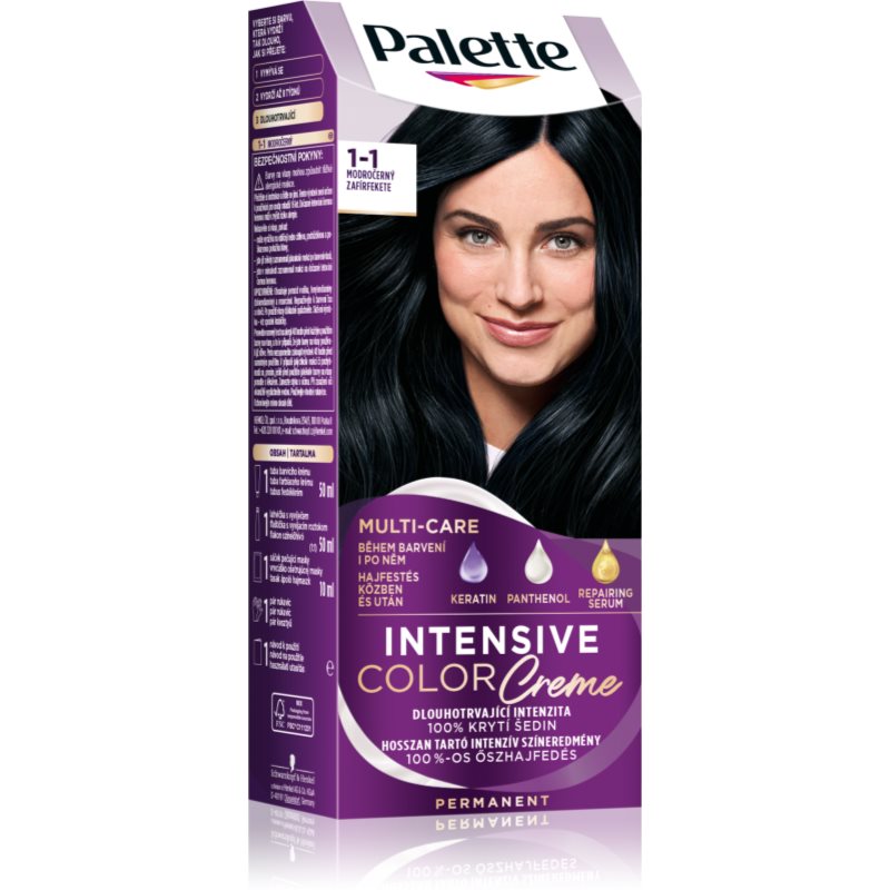 Schwarzkopf Palette Intensive Color Creme tartós hajfesték árnyalat 1-1 C1 Blue Black 1 db-Eredeti