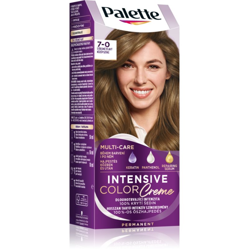 Schwarzkopf Palette Intensive Color Creme tartós hajfesték árnyalat 7-0 N6 Medium Blonde 1 db-Eredeti