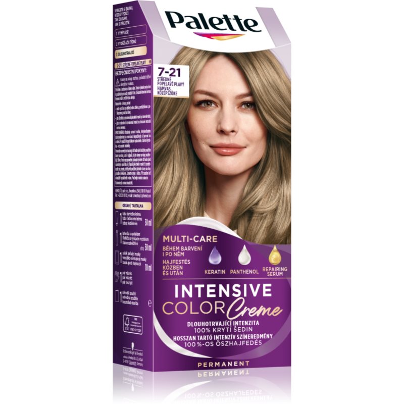 Schwarzkopf Palette Intensive Color Creme tartós hajfesték árnyalat Medium Ash Blonde 7-21 1 db-Ár