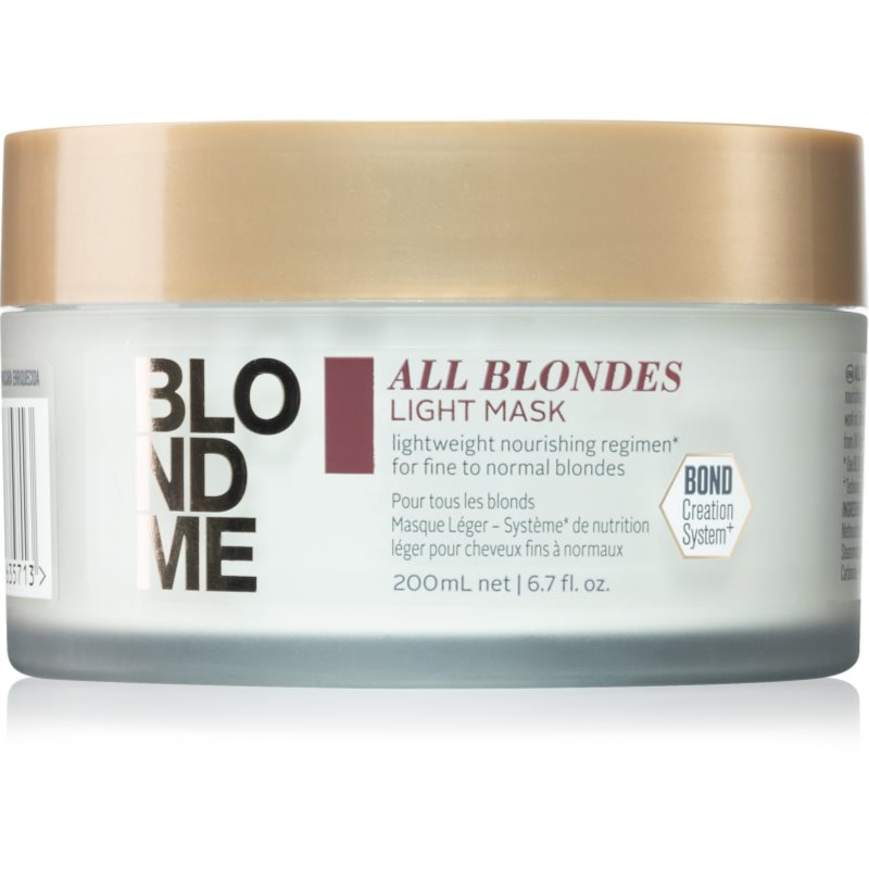 Schwarzkopf Professional Blondme All Blondes Light tápláló maszk vékonyszálú és normál hajra 200 ml-Ár