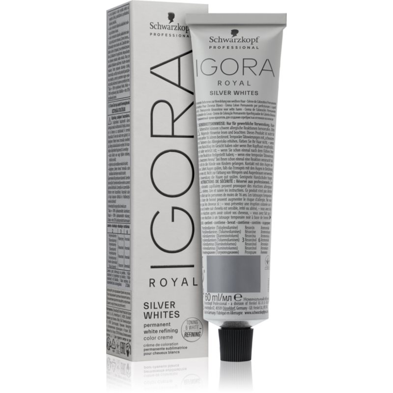 Schwarzkopf Professional IGORA Royal Absolutes SilverWhite tonizáló demi-tartós hajfesték ezüst és fehér hajra árnyalat Slate Grey 60 ml-Eredeti