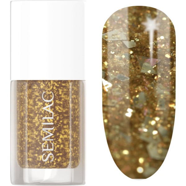 Semilac Glitter Nails körömlakk tükröződő hatással árnyalat 042 Flakes of Gold 7 ml-ár