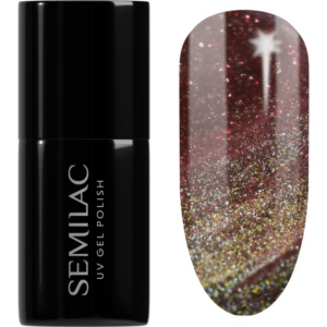 Semilac UV Hybrid Galaxy Flash gél körömlakk UV / LED-es lámpákhoz árnyalat 824 Digital Red 7 ml-ár
