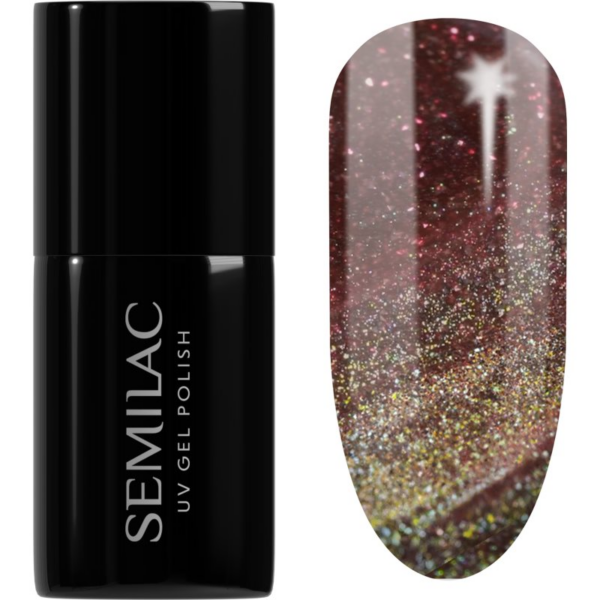 Semilac UV Hybrid Galaxy Flash gél körömlakk UV / LED-es lámpákhoz árnyalat 824 Digital Red 7 ml-ár