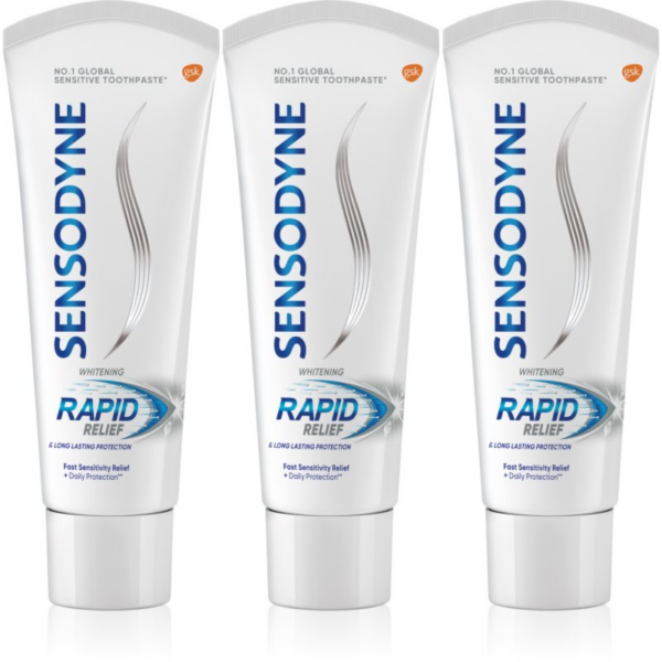 Sensodyne Rapid Whitening fehérítő fogkrém érzékeny fogakra 3x75 ml-Eredeti
