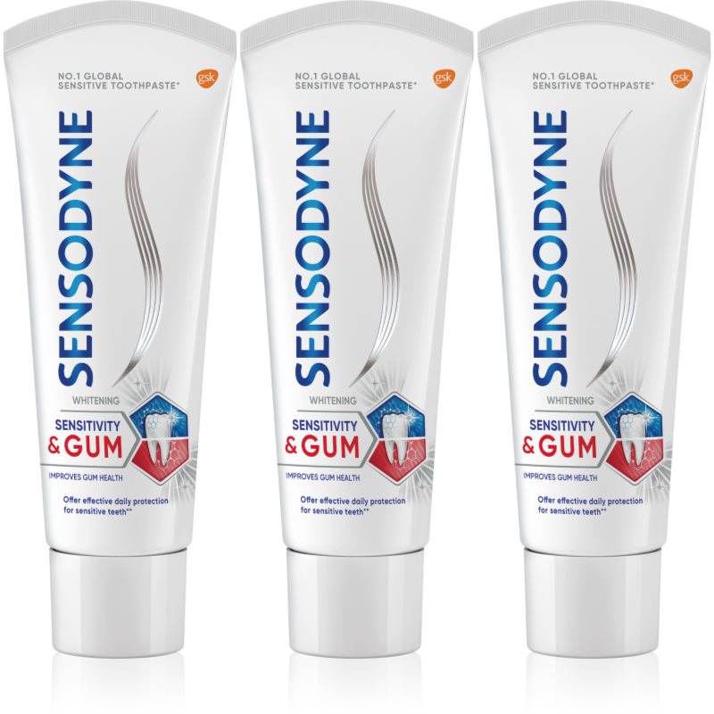 Sensodyne Sensitivity & Gum Whitening fehérítő fogkrém a fogak és a fogíny védelmére 3x75 ml-Eredeti