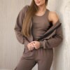 Set 3in1 sweatshirt + top + mocha pants