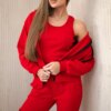 Set 3in1 sweatshirt + top + trousers red
