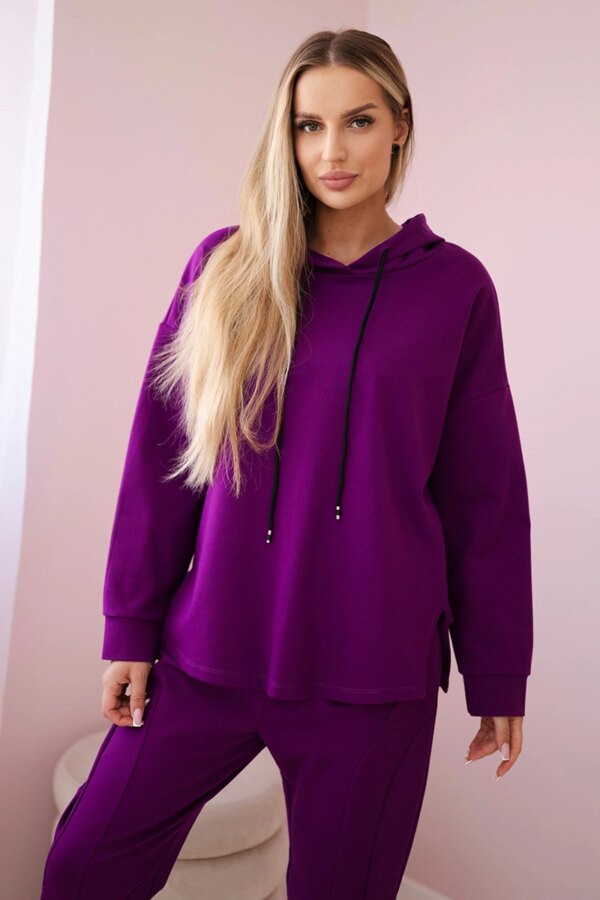 Set Punto Milano winter hoodie + trousers dark purple