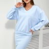 Set blouse + ribbed dress azure