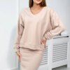 Set blouse + ribbed dress beige