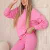 Set cotton sweatshirt + leggings light pink