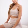 Set of beige high-waisted trousers