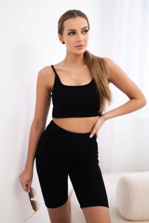 Set of black high-waisted trousers