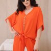 Set of blouses with orange trousers