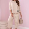 Set of cotton sweatshirt and trousers in beige