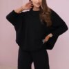 Set of cotton sweatshirt and trousers in black