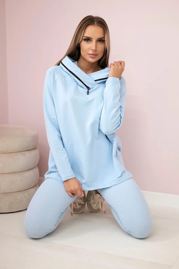 Set of cotton sweatshirt + leggings blue