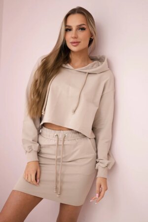 Set of sweatshirt with beige skirt