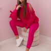 Set of sweatshirt with bow on sleeves and fuchsia leggings