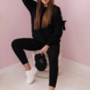 Set of sweatshirt with bow on the sleeves and leggings in black