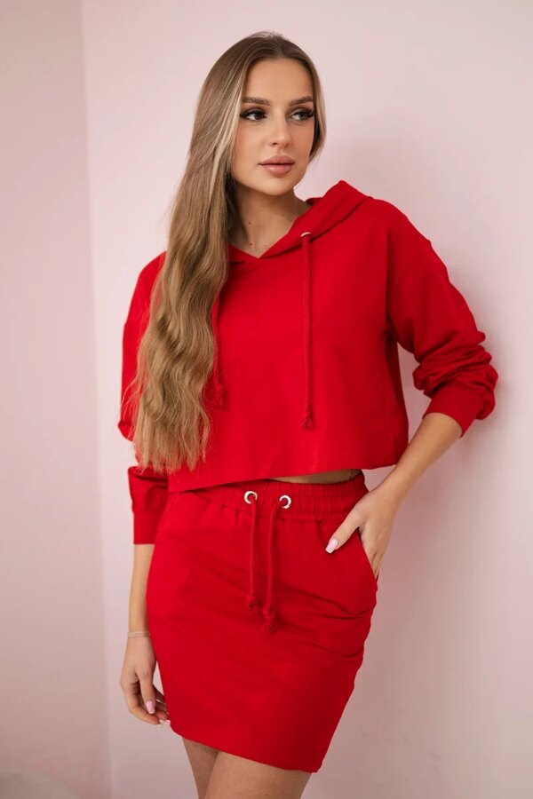 Set of sweatshirt with red skirt