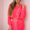 Set of sweatshirt with skirt in pink neon color