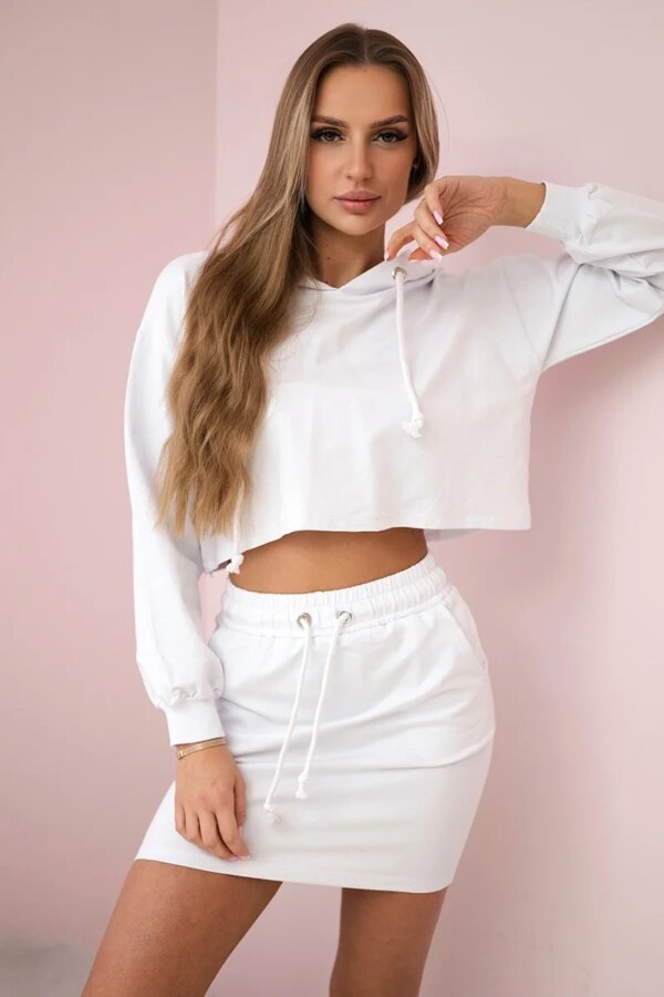 Set of sweatshirt with skirt white
