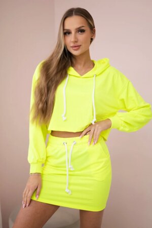 Set of sweatshirt with skirt yellow neon color