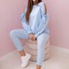 Set of sweatshirts with bow on the sleeves and leggings blue