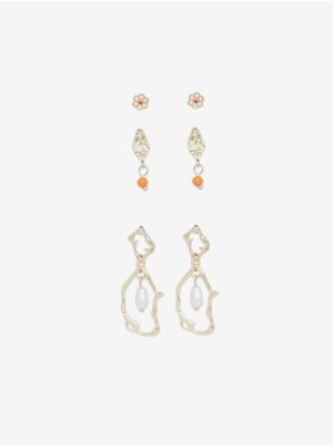 Set of three pairs of earrings in gold color Pieces Locca - Women's Set of three pairs of earrings in gold color Pieces Locca - Women's