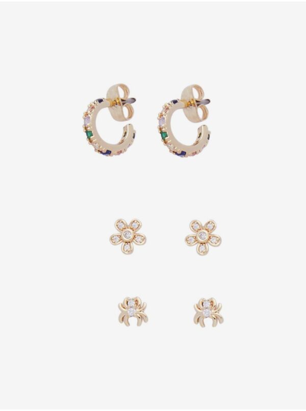 Set of three pairs of women's earrings in gold color Pieces Lylla - Women's