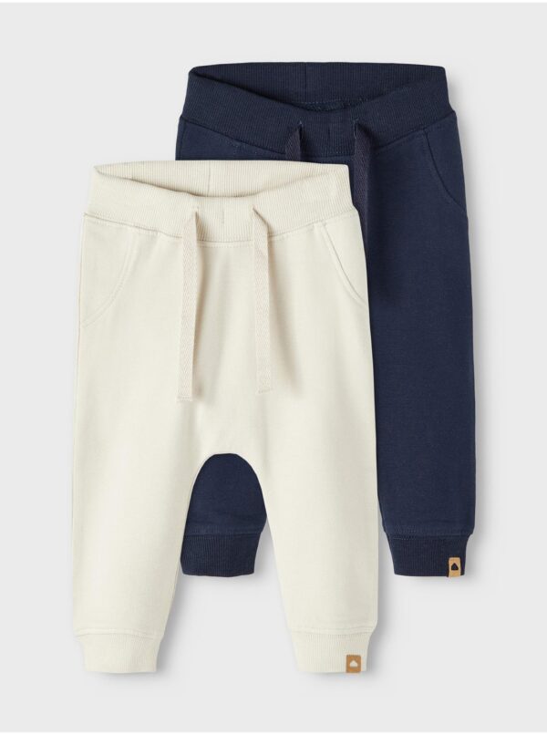 Set of two boys' sweatpants in cream and blue color name it Takki - Boys