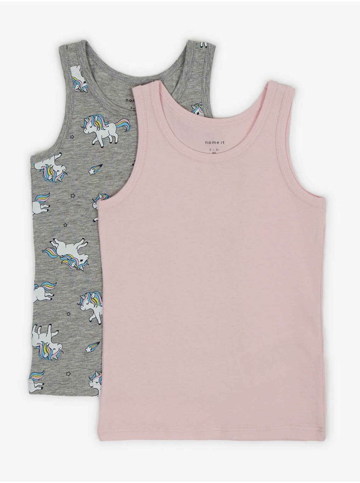 Set of two girly tank tops in gray and pink color name it Unicorn - Girls
