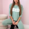 Set with Queen dark mint print